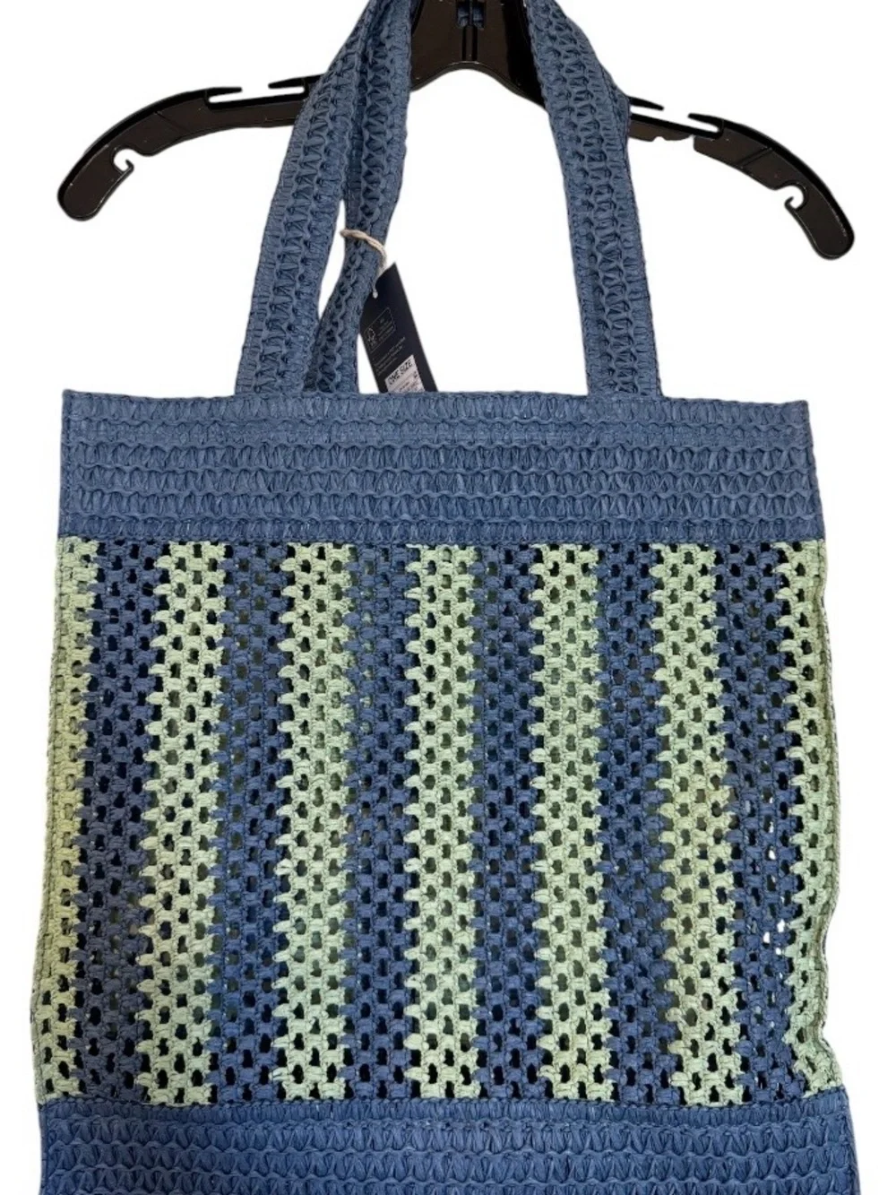 NWT Universal Thread Blue Green Crochet Beach Tote Boho Summer Bag